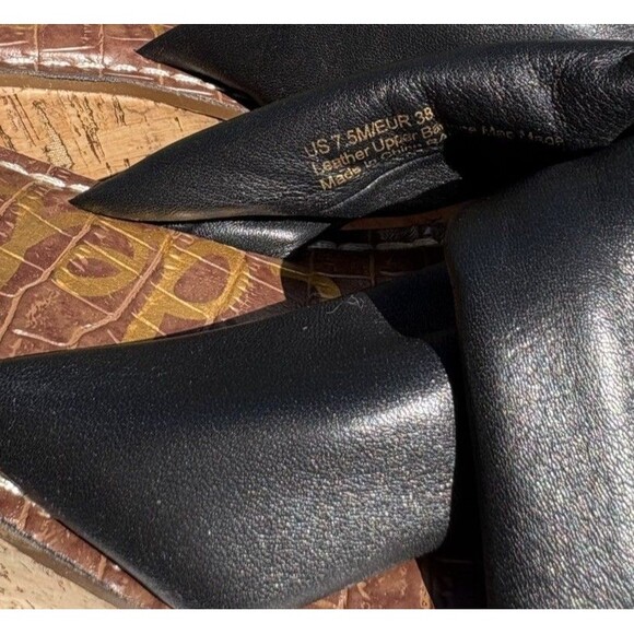 Sam Edelman Ramsey Black Sandals Womens Size 7.5 M Leather Upper Wedge Cork Heel - Picture 10 of 10
